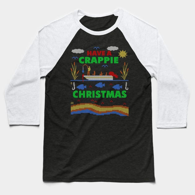 Funny Crappie Fishing Ugly Christmas Sweater Party Shirt Baseball T-Shirt by TeeCreations